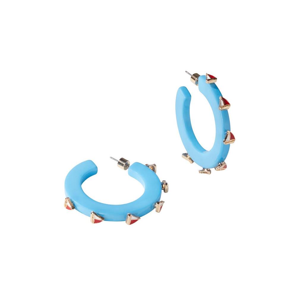 NEW SMITH & CO women's sailboat jewel hoop earrings in blue
